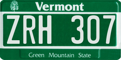 VT license plate ZRH307