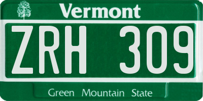 VT license plate ZRH309