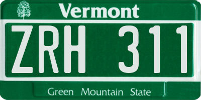 VT license plate ZRH311