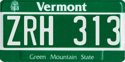 VT license plate ZRH313
