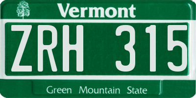 VT license plate ZRH315