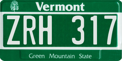 VT license plate ZRH317