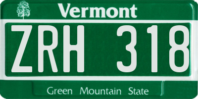 VT license plate ZRH318