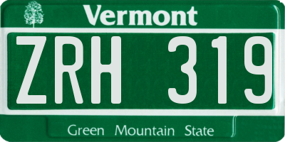 VT license plate ZRH319