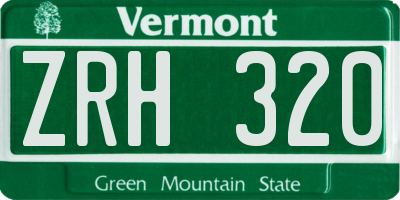 VT license plate ZRH320