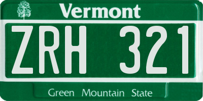 VT license plate ZRH321