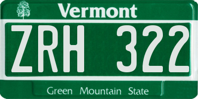 VT license plate ZRH322