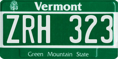 VT license plate ZRH323