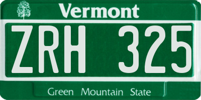 VT license plate ZRH325