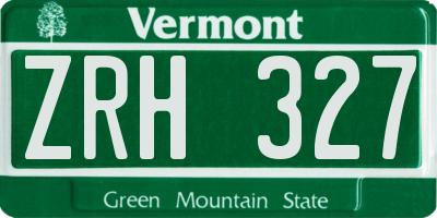 VT license plate ZRH327