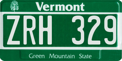 VT license plate ZRH329