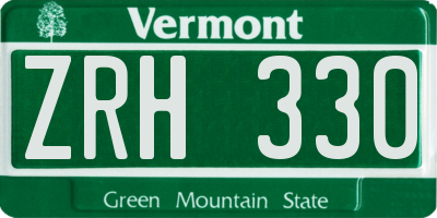 VT license plate ZRH330