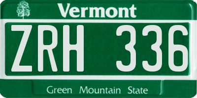 VT license plate ZRH336