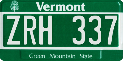 VT license plate ZRH337