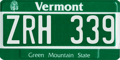 VT license plate ZRH339