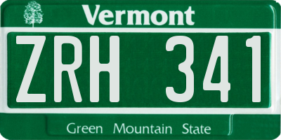 VT license plate ZRH341