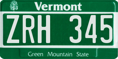 VT license plate ZRH345
