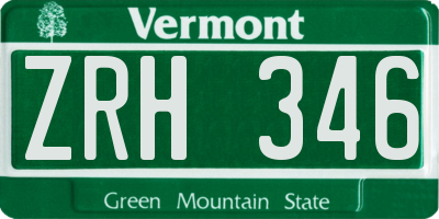 VT license plate ZRH346