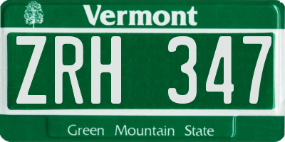 VT license plate ZRH347