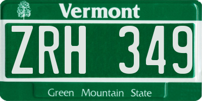 VT license plate ZRH349