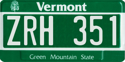 VT license plate ZRH351
