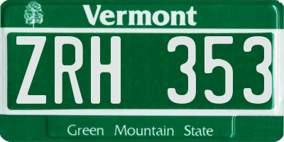 VT license plate ZRH353