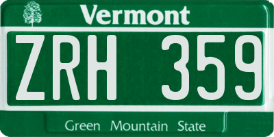 VT license plate ZRH359