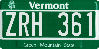 VT license plate ZRH361