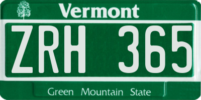VT license plate ZRH365