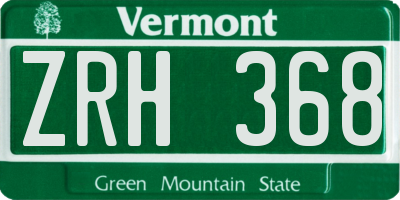 VT license plate ZRH368