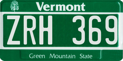 VT license plate ZRH369