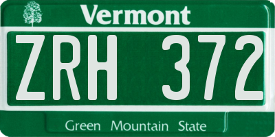 VT license plate ZRH372