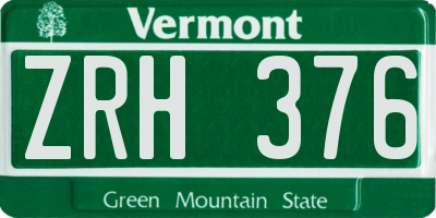 VT license plate ZRH376