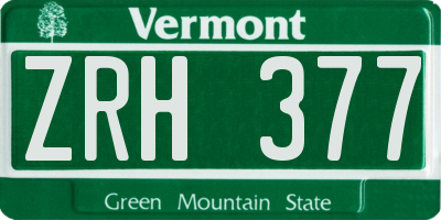VT license plate ZRH377