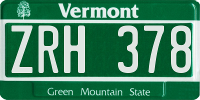 VT license plate ZRH378