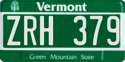 VT license plate ZRH379