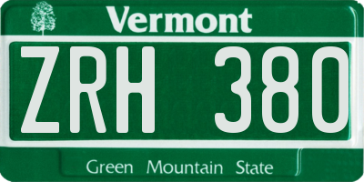 VT license plate ZRH380