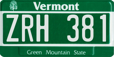 VT license plate ZRH381