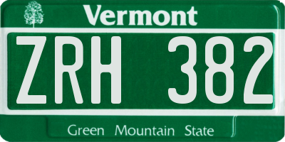 VT license plate ZRH382