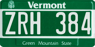 VT license plate ZRH384