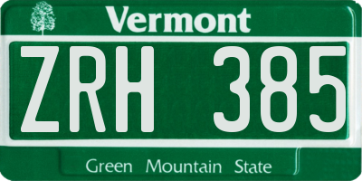 VT license plate ZRH385