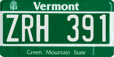 VT license plate ZRH391