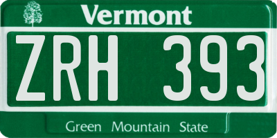 VT license plate ZRH393