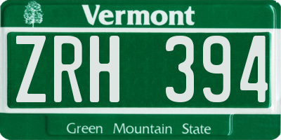 VT license plate ZRH394