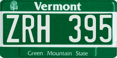 VT license plate ZRH395