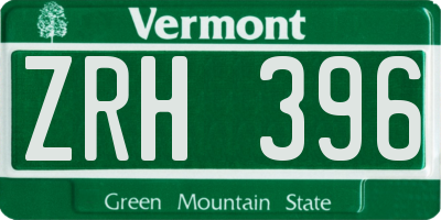 VT license plate ZRH396