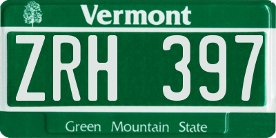 VT license plate ZRH397