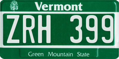 VT license plate ZRH399