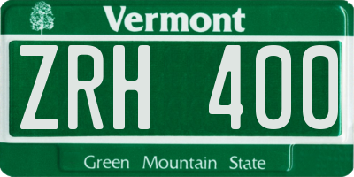 VT license plate ZRH400