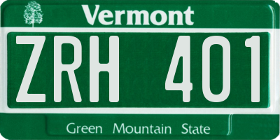 VT license plate ZRH401